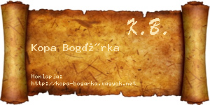 Kopa Bogárka névjegykártya